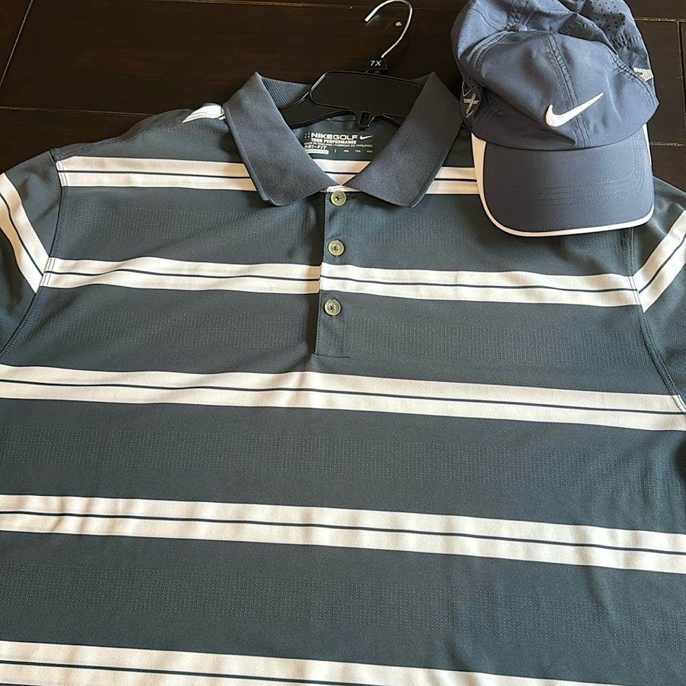 Nike Golf Tour Performance Dei-Fit XXL Golf Shirt and matching hat